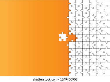 White details of puzzle on orange background