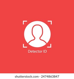 white detector id icon on red background. flat simple style trend modern logotype graphic design element. concept of facial scanning like recognize person or