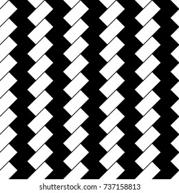 White diagonal dashes on black background. Seamless surface pattern with linear ornament. Angled strokes motif. Slanted stripes. Striped digital paper, textile print., page fill. Dashed lines vector.