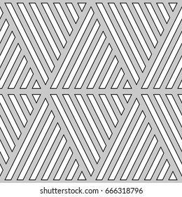 White diagonal lines on grey background. Seamless surface pattern design with linear ornament. Slanted strokes wallpaper. Hash stroke motif. Digital paper with angled stripes for textile print.