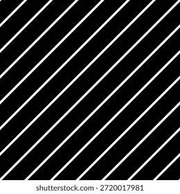 White diagonal stripes on black seamless pattern vector. High contrast geometric background for branding, packaging, web design, wallpaper, and modern print projects.