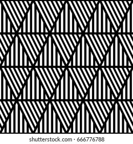 White diagonal and vertical lines on black background. Seamless surface pattern design with linear ornament. Slanted strokes wallpaper. Hash stroke motif. Digital paper with angled stripes. Vector art