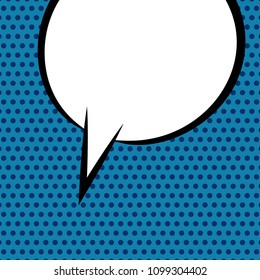 White dialog empty cloud for comic text. Colored announced speech balloon comics book sketch explosion. Retro hand drawn blank template funny speech bubbles halftone dot background style pop art.