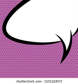 White dialog empty cloud for comic text. Colored announced speech balloon comics book sketch explosion. Retro hand drawn blank template funny speech bubbles halftone dot background style pop art.