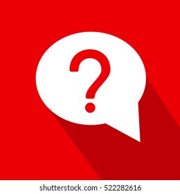White dialog icon with Question mark on red background