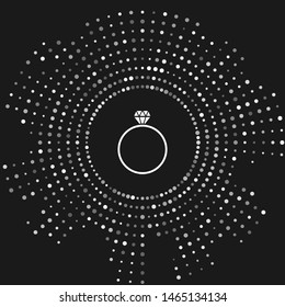 White Diamond engagement ring icon isolated on grey background. Abstract circle random dots. Vector Illustration