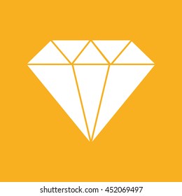 White diamond icon vector illustration. Yellow background
