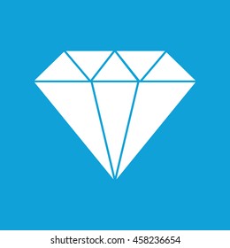 White diamond icon vector illustration. Blue background