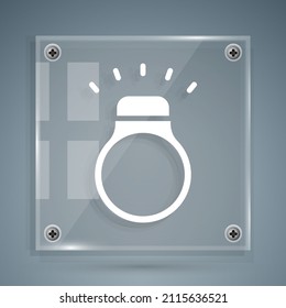 White Diamond ring icon isolated on grey background. Square glass panels. Vector