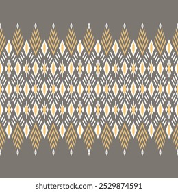 White diamond shaped border seamless pattern on gray background, designed for textile prints, fabric textures, wrapping paper, and other decorative prints.