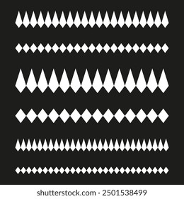 White diamond shapes. Geometric pattern on black. Abstract repetitive design. Monochrome minimalist style.