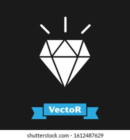 White Diamond teeth icon isolated on black background.  Vector Illustration