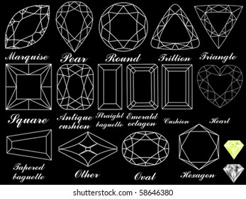 white diamonds against black background, abstract vector art illustration
