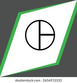 Ein weißes, rautenförmiges Formular mit einem grünen Rahmen, der ein kreisförmiges geometrisches Symbol enthält. Das Gesamtdesign ist einfach, sauber und so modern.