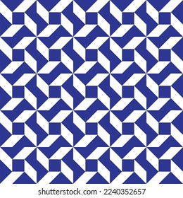 White diamond-shaped pattern on blue background. White fan-shaped backdrop design. Diamond pattern background.
