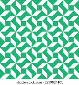 White diamond-shaped pattern on green background. White fan-shaped backdrop design. Diamond pattern background.