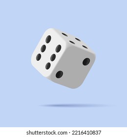 Los dados blancos con puntos negros Icono 3d. Cubo de esquinas redondeadas en el aire, representar gráficos 3d