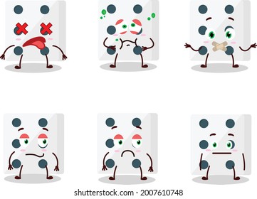 White dice cartoon character with nope expression. Vector illustration