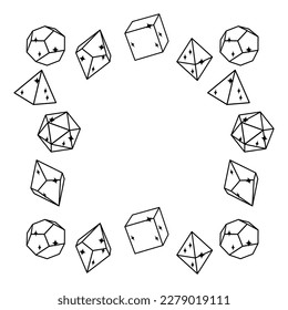 White dice frame in square shape, hand drawn