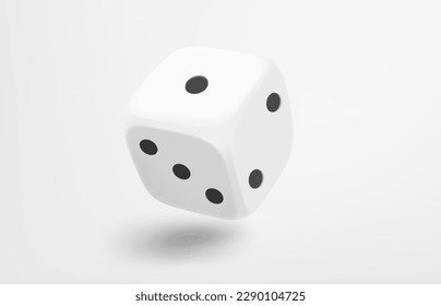 White dice icon isolated on white background. Gamebling concept. 3d vector illustration