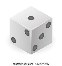 White dice icon. Isometric of white dice vector icon for web design isolated on white background