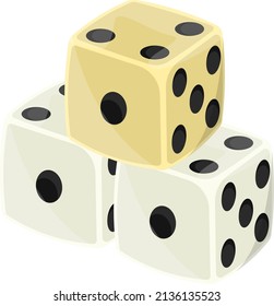 White dice, illustration, vector on a white background.