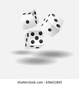 White dice isolated on white background. Vector illustration.