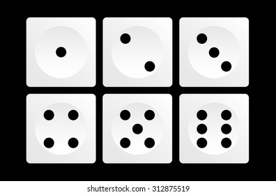 White Dice - on black background - Vector