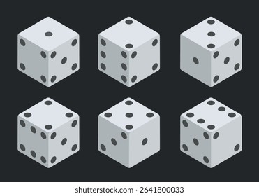 White dice. Vector 3d dice isolated on white background. Vector set
