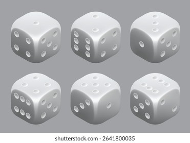 White dice. Vector 3d dice isolated on white background. Vector set