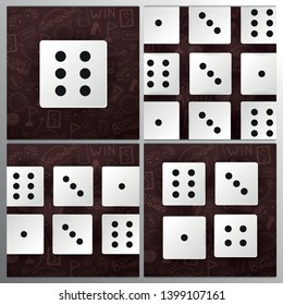 White Dices on the hand draw doodle background. Vector illustration
