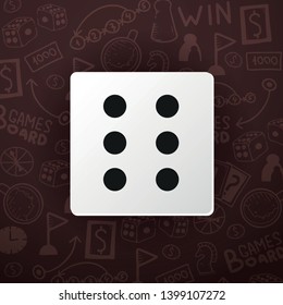 White Dices on the hand draw doodle background. Vector illustration