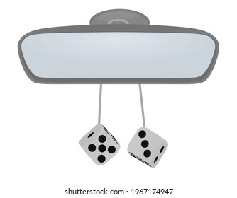 White dices on rear mirror. vector