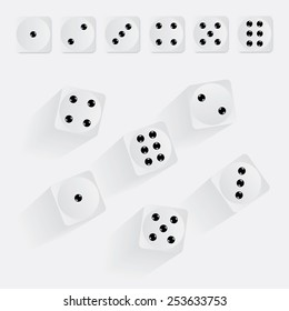 White dices. Vector illustration