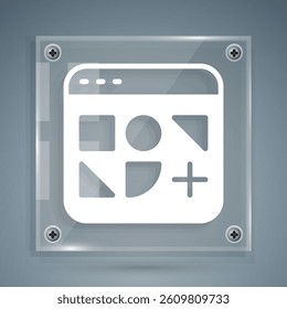White Different files icon isolated on grey background. Square glass panels. Vector