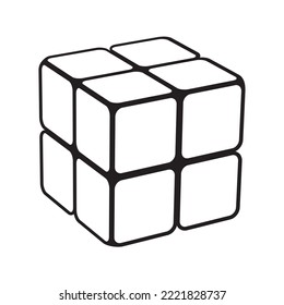 White digital Cube in perspective . Geometric object of 8 smaller isometric cubes. 3d vector design element. Structure shape icon.