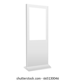 White digital display mockup - half side view. Vector illustration