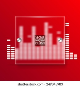 White digital equalizer background on red - vector illustration