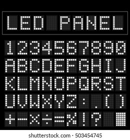 White digital square led font display with sample panel svg