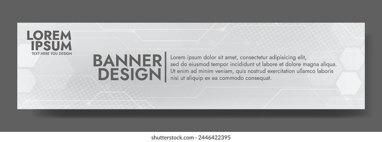 White Digital technology banner. Futuristic banner for various design projects such as websites, presentations, print materials, social media posts 