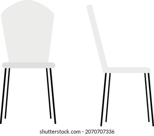 White dining chairs. Chair in full face and profile. Fashionable chair.