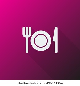 White Dinner icon on pink background