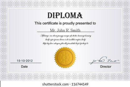 White Diploma Certificate.