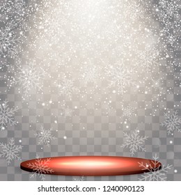 A white directed beam of light falls on smoke.
Glowing lights for holidays. White glowing lights for greeting card design. Christmas decorations 