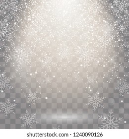 A white directed beam of light falls on smoke.
Glowing lights for holidays. White glowing lights for greeting card design. Christmas decorations 