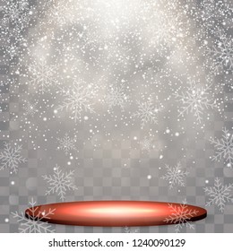 A white directed beam of light falls on smoke.
Glowing lights for holidays. White glowing lights for greeting card design. Christmas decorations 