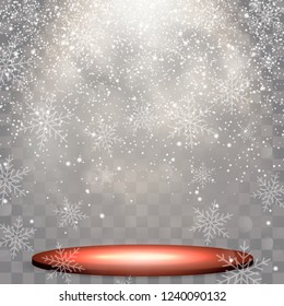 A white directed beam of light falls on smoke.
Glowing lights for holidays. White glowing lights for greeting card design. Christmas decorations 