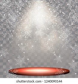 A white directed beam of light falls on smoke.
Glowing lights for holidays. White glowing lights for greeting card design. Christmas decorations 