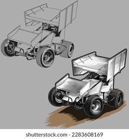 white dirt splash racing car isolated in gray background for business elements, screen printing, digital printing,DGT,DFT and poster.