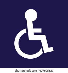 White disabled handicap icon vector illustration. Blue background